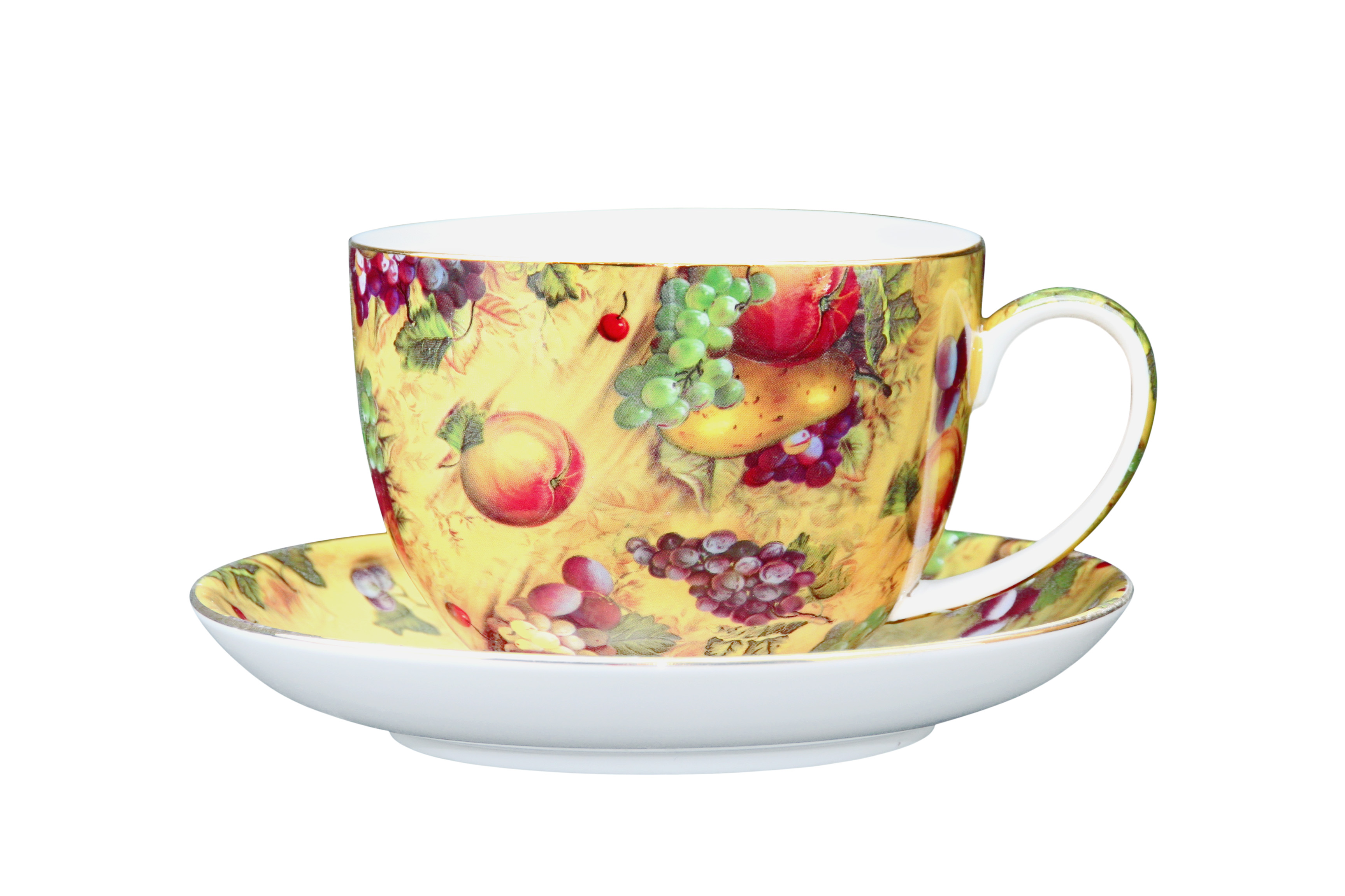 Country Fruit BIG cup and saucer set - Click Image to Close